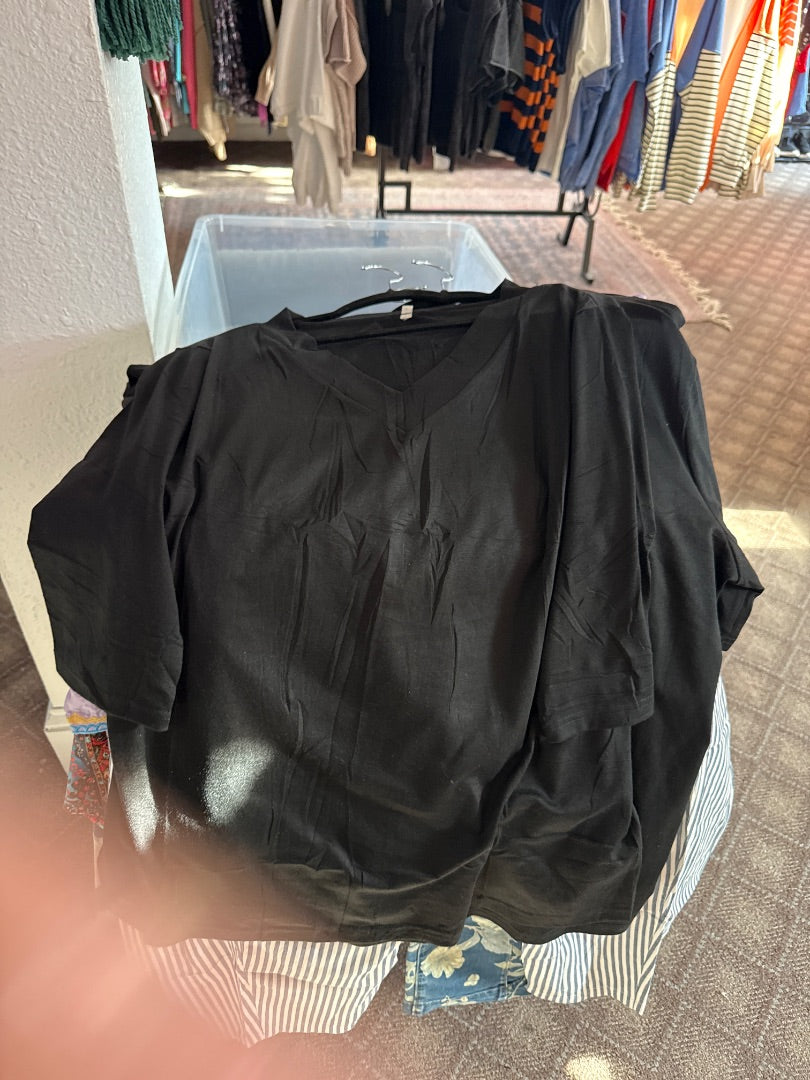 Black V Neck No Brand Women-Tops, Xxl